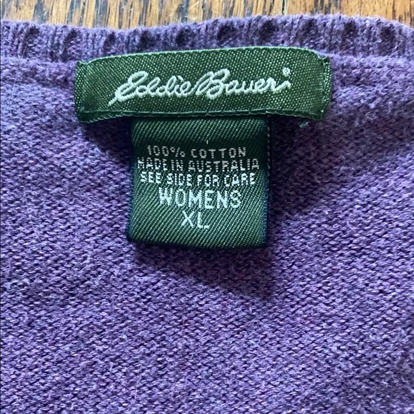Eddie Bauer Purple Cardigan Sweater Soft Knit - Picture 2 of 4